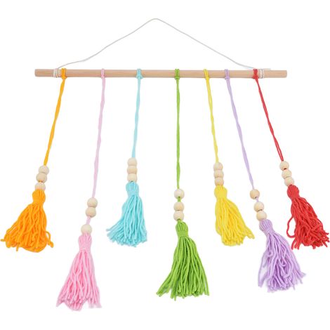 G110 Regenbogen-Wandbehang mit Fransen, Boho-Dekoration für Wohn- und Schlafzimmer, trendiger Fotowandteppich, zufällige Accessoires inklusive. (1/5)