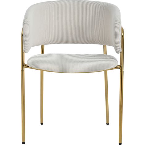 ELVMI Lot de 4 Sillas de Comedor, Respaldo Ergonómico, Pana, Metal y Madera, Beige (1/5)