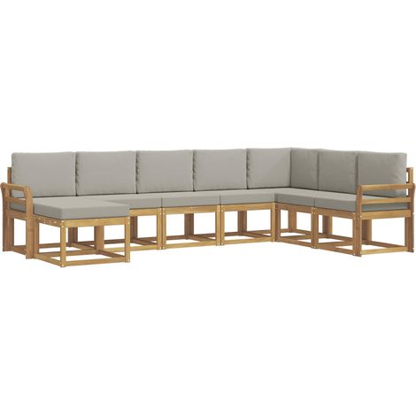 Outdoor Sofa Set 8 pcs White and Light Grey vidaXL (1/5)