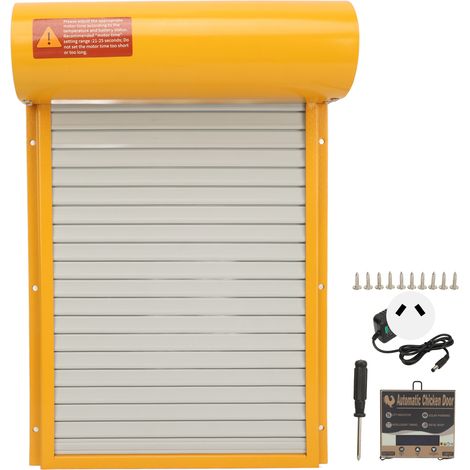 Poulailler Porte Automatique Contrôleur Minuterie Manuel 100V-240V Écran LED Résistant Auto Porte de Poulailler pour Canards Oies Jaune Prise AU (1/5)