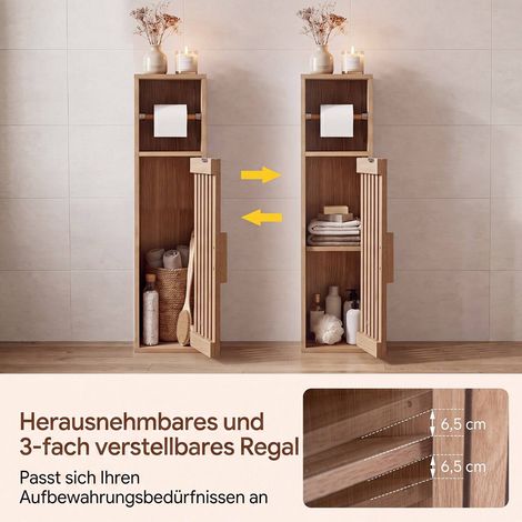 Slim Freestanding Bathroom Cabinet with Toilet Paper Holder (1/5)