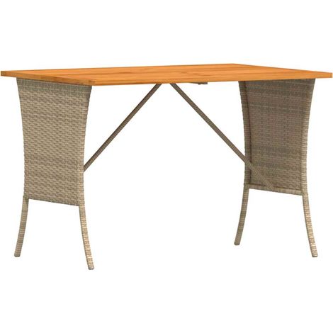 vidaXL Tavolo Giardino Piano Legno Acacia Beige 105x75x72cm Polyrattan