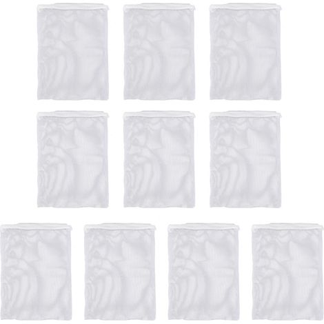Lot de 10 sacs filtrants pour aquarium, en nylon à mailles larges, avec fermeture éclair, pour charbon actif et anneaux céramiques. (1/5)