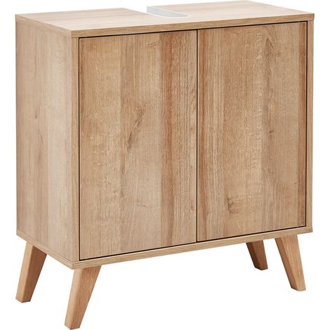Fackelmann FINN Waschbeckenunterschrank 60 cm breit mit Füßen, Braun hell-'06213' (1/9)