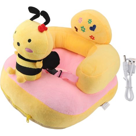 Siège d'apprentissage pour bébé avec support anti-chute et anti-basculement latéral, rechargeable, en peluche, pour l'intérieur et l'extérieur. (1/5)