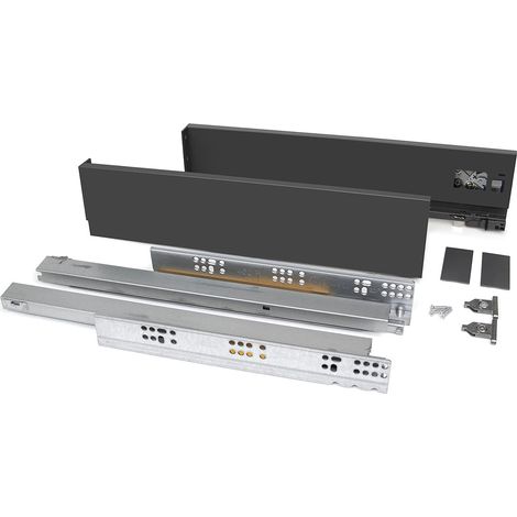 Kit cassetto Vertex cucina o bagno, altezza 83 mm, prof. 450 mm, 40 Kg, chiusura soft, Acciaio, Grigio antracite 3169935 EMUCA (1/5)