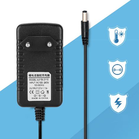 Adaptateur de Chargeur 21V 1A, Chargeur de Batterie Adaptatif à Noyau de Cuivre épais Chargeur de Rapide Prise Multiple (1/5)