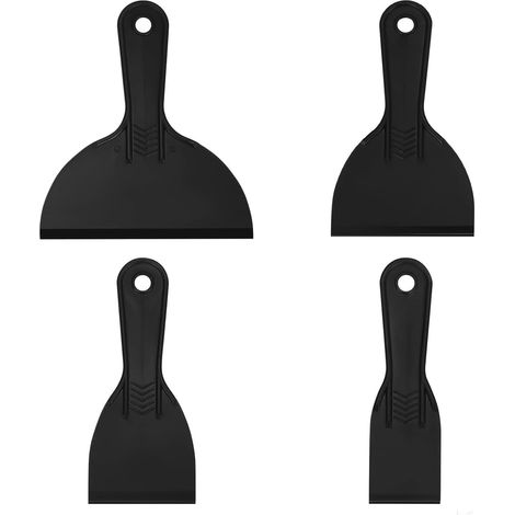 4 Couteau à enduire, Acier inoxydable 25/40/60 cm, Manche télescopique, Pour cloison sèche