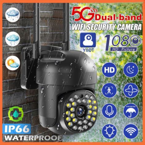 Caméra de sécurité extérieure sans fil 5G – PTZ 2MP – Vision nocturne couleur – Alarme sonore et lumineuse – Détection de mouvement 12M (1/5)
