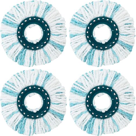 Set di 4 testine di ricambio per Leifheit, compatibili con il mocio a dischi Leifheit Clean Twist, il mocio con sistema a fibre per testine Leifheit, frange di ricambio, per tutti i tipi di pavimento.
