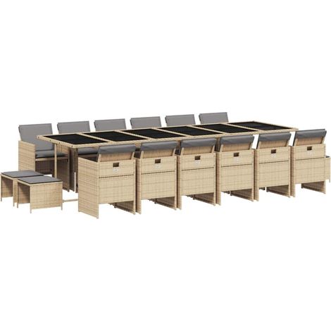 Maison Exclusive - Set comedor de jardín 17 pzas con cojines ratá