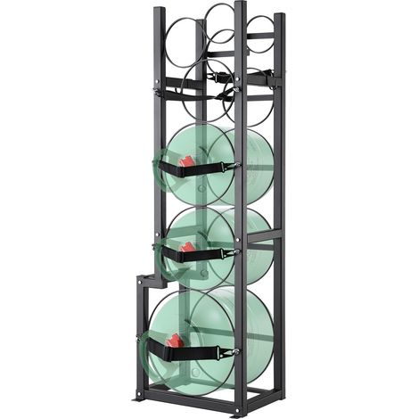 VEVOR Portabombole Gas, Capacita 1x22,7 kg, 2x13,6 kg, 3 Altri Piccoli, Portabombole Refrigerante 39,5x33x126,5 cm, Scaffale per Freon, Gas, Ossigeno, Azoto, Refrigerante