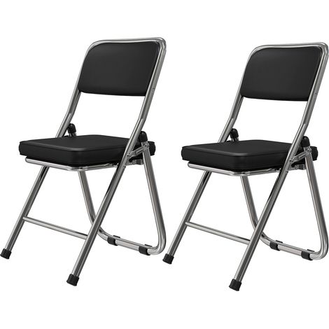 Set di 2 sedie da pranzo, sedia pieghevole, sedia da soggiorno, sedia da cucina, sedie imbottite, seduta in similpelle, gambe in metallo 45 x 46 x 82 cm, nero (1/5)