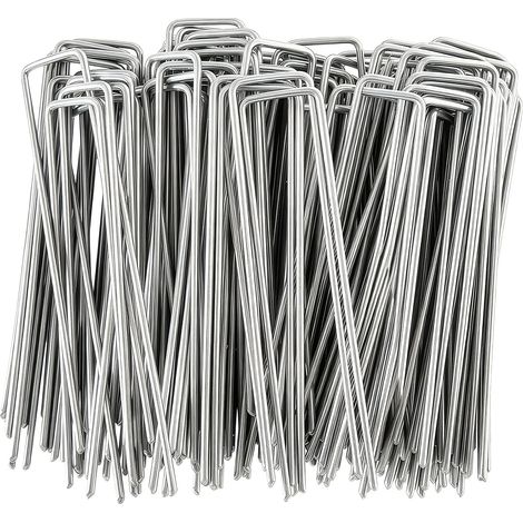 Lot de 100 piquets d'ancrage au sol en forme de U pour jardin (1/5)