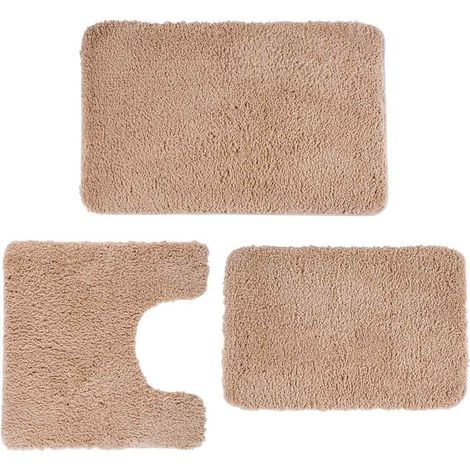 Ensemble 3 pièces Tapis de bain, Contour, Housse toilette, Chenille ultra absorbant, Antidérapant, Salle de bain (1/5)