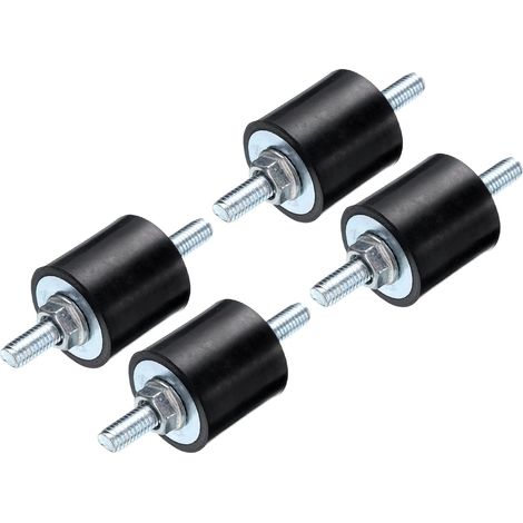 4pcs Silent Bloc avec Goujon Mâle M6x18mm, Supports d'Isolation Caoutchouc 25x25mm, Amortisseurs Mécaniques de Vibrations et 8 Écrous M6 pour Compresseur Générateur Machine à Laver (1/5)