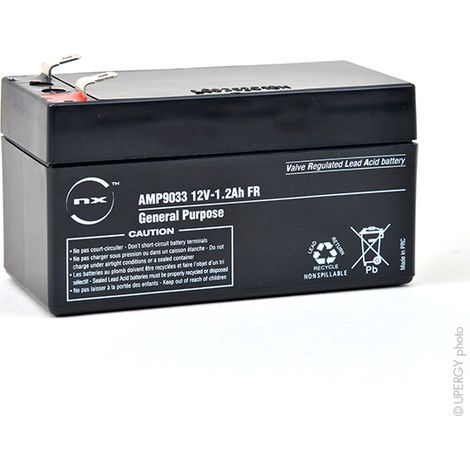 Batterie plomb AGM 12V 1.2Ah – Technologie étanche pour usage intensif – Dimensions 97x43x58mm – Poids 0.52kg – Enix Energies (1/3)