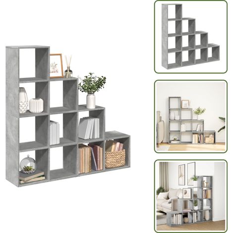 vidaXL Étagère séparatrice de pièce à 4 niveaux gris béton