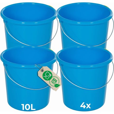 Novaliv 4 pièces seau 10L bleu avec échelle de mesure - seau de nettoyage 10 litres  28,5 cm Pratique et polyvalent avec échelle pour la maison et