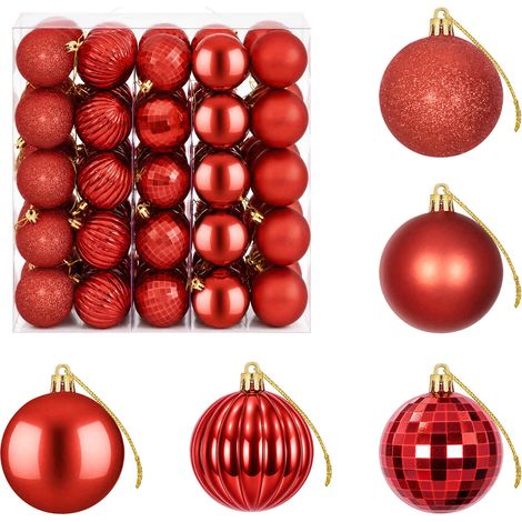 vidaXL Set di Palline di Natale 75 pz Rosso 6 cm Polistirolo (1/5)