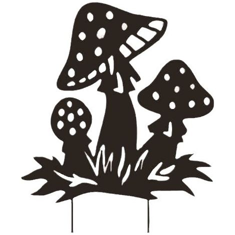 Kreative Gartenarbeit, eingezogene Pilz-Eisenteile aus Metall, dekorative eingefügte Kunsthandwerke für den Gartenrasen im Freien