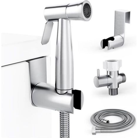 Pulvérisateur Bidet - Robinet Adaptateur Universel pour Toilettes - Jet Réglable - Pour Hygiène Personnelle Couches Lavables Soins Post-Partum - Kit Complet ×1 (1/5)