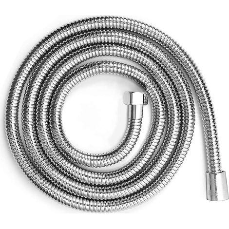 - Shower Hose - Stainless Steel - Double Locking - High Pressure and Anti-Twist - For Bathroom - Silver - 300x1.5cm (1/5)