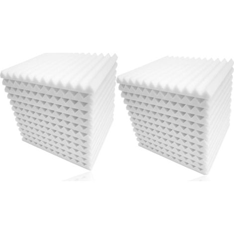 Panneau Acoustique 24 Pièces 30x30x2,5 cm Mousse Isolante Phonique Studio Cale en Coin Absorption Blanc (1/4)