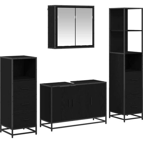 Maison Exclusive - Badezimmermöbel-Set 4 pcs Schwarz Eichen-Optik