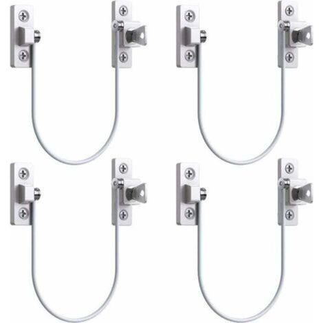 4pcs Entrebâilleur Fenêtre Porte Restricteur de Porte de Fenêtre Verrou Fenetre UPVC Verrouillage de Limite Verrou de Sécurité Câble Serrure de Limite Avec Clé et Vis--