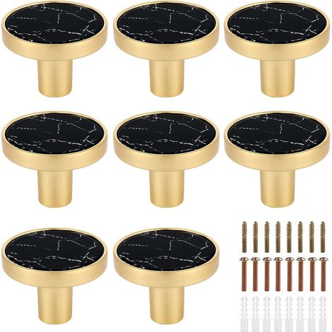 8 poignées rondes en zinc noir de 32 mm pour tiroirs et portes - Montage facile (1/5)