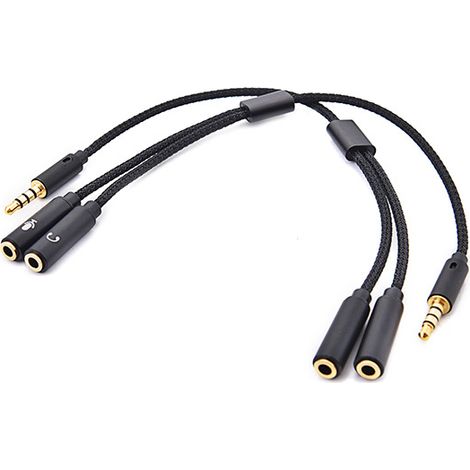 Metall-Adapterkabel für Computer-Headsets, 2-in-1-Mikrofonadapter für Mobiltelefone, Audio-Splitter für Headsets. (1/5)