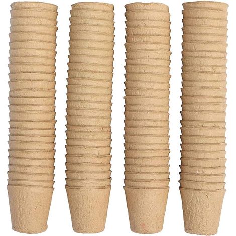 100 Pieces Pot Semis Biodegradable, Godet Semis Biodegradable, Pot pour Semis, 8cm, Rond, Outils de Jardinage à Domicile (1/5)