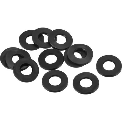 Rondelle Plate Caoutchouc, 12 Paquet 10mm ID 20mm OD Étanchéité Entretoise Joint Anneau pour Robinet Tuyau Eau Tuyau Fixation Boulon, Noir (1/5)