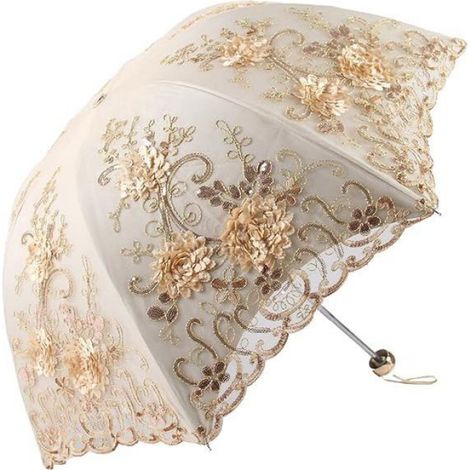 Vintage dentelle UV soleil parasol pliant 3D fleur broderie parapluie (1/3)