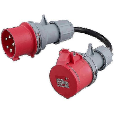 Adaptateur CEE 5 broches rouge 32 A mâle vers 16 A femelle - LuckyB (1/5)