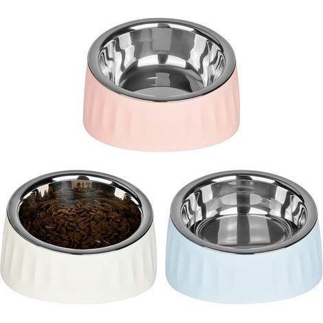 Cat food bowl - Cat food bowl - Cat food and water bowl - Three-piece stainless steel cat food bowl set - 15° tilt feeder - Detachable water and treat bowl - Suitable for cats/dogs (1/5)