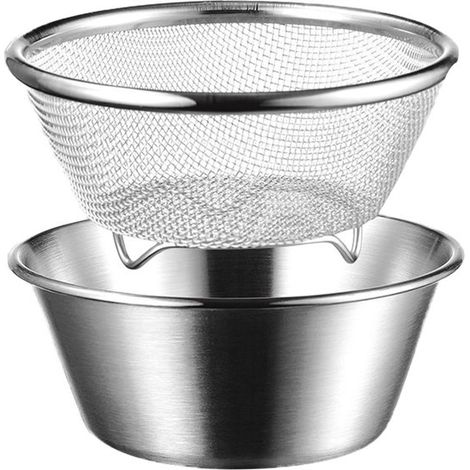 Mini colador de 14 cm, Colador de acero inoxidable 304 con bol, Pequeño tamiz metálico de malla fina, Para lavar y escurrir arroz (1/5)