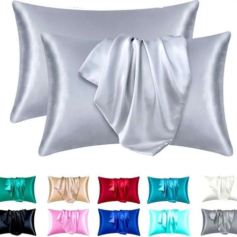Taie d'oreiller en satin - 50 x 66 cm - Lot de 2 (1/5)