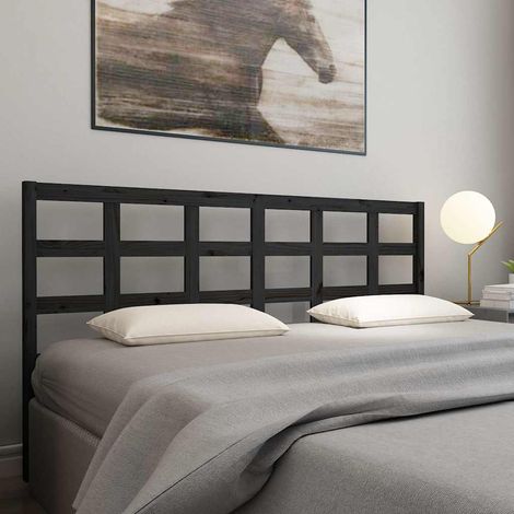 vidaXL Cabecero de cama madera maciza de pino negro 205,5x4x100 cm (1/5)
