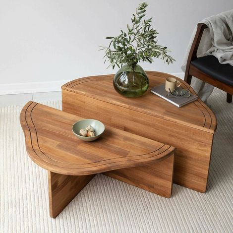 Dmora - Wohnzimmertisch Juno, Niedriger Wohnzimmertisch, Kaffeeregal, Couchtisch für Sofa, 90x90h40 cm, Eiche, mit verstärkter Verpackung (1/5)