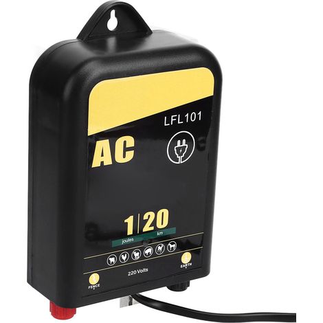 Chargeur de clôture électrique de 20 km, système de clôture électrique de 1 joule, excitateur de clôture électrique pour empêcher les intrusions d'animaux sauvages (1/5)
