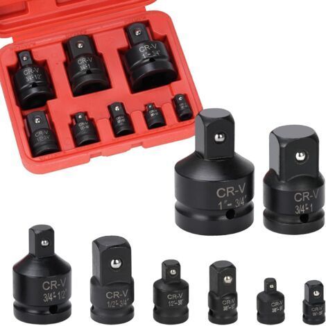 Adapter Set 8 Pieces 1/4" to 3/8", 3/8" to 1/4", 3/8" to 1/2", 1/2" to 3/8", 1/2" to 3/4", 3/4" to 1/2", 1" to 3/4", 3/4" to 1" (1/5)