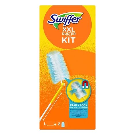 Kit de démarrage plumeau Swiffer Duster XXL – 1 manche 90 cm coudé – 2 recharges – Tête pivotante 360° pour accès facile (1/5)