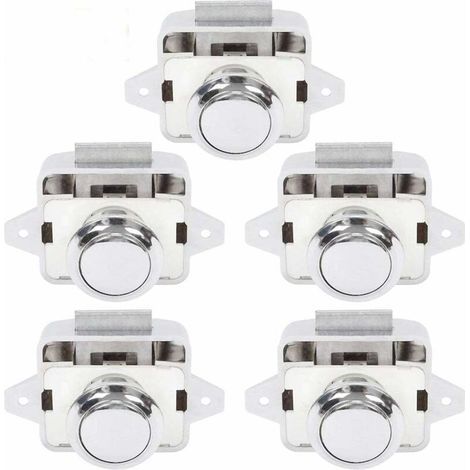 Bouton Poussoir Camping Car - Serrure Loquet Porte Fermeture Placard Bouton pour RV caravane de moteur 5 pièces Argent-- (1/5)
