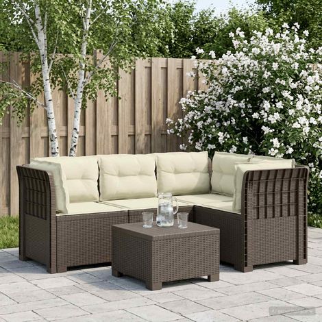 vidaXL Sofá de Jardín para 4 Personas con Cojines Estilo Rattan PP (1/5)