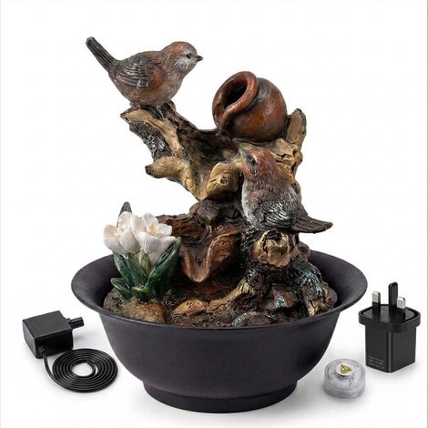 Spector Water Feature Indoor Fountain with LED Light Resin Black (1/5)