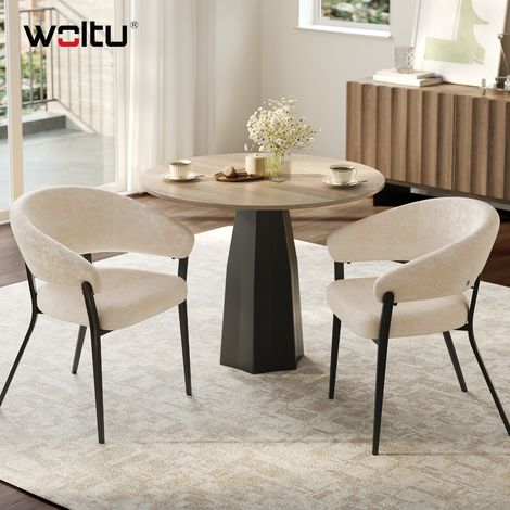 WOLTU 2x Esszimmerstühle, Küchenstühle mit offener Rückenlehne, Armlehnstuhl, Samt Polstersessel mit Metallbeinen, für Wohnzimmer Küche Esszimmer, Beige (1/5)