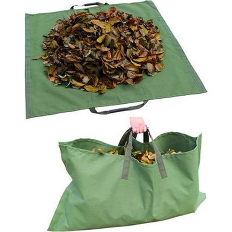 Sac à ordures de jardin pliable 2 en 1 durable réutilisable imperméable Oxford Waste Bag Green zip Type No Mountain Buckle (90  67cm) (1/2)