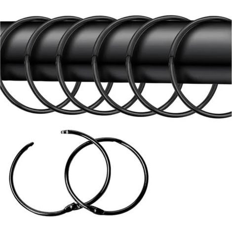 Lot de 20 anneaux de rideau à ouvrir, anneaux de rideaux de 50 mm, anneaux de rideau, clips de rideau de douche, clips métalliques (1/4)